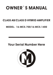 Memphis 16-MC5.1400 Owner's Manual