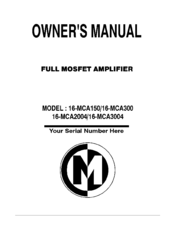 Memphis 16-MCA2004 Owner's Manual