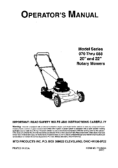 MTD Series 088 Operator's Manual