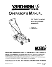 MTD Yard-Man 12A-559K402 Operator's Manual