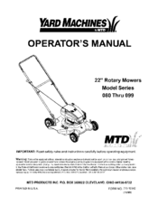 Yard Machines Series 099 Operator's Manual