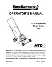 MTD Yard Machines Z080 Series Operator's Manual