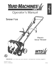 Yard Machines Snow Fox 31A-040-000 Operator's Manual