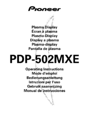 PIONEER PDP-502MXE Operating Instructions Manual