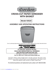 Gordon 93520 Assembly And Operating Instructions Manual