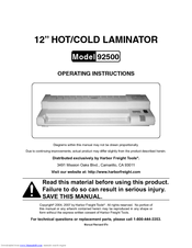 Harbor Freight Tools 92500 Operating Instructions Manual