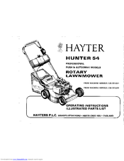 Hayter Hunter 54 Operating Instructions Manual