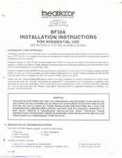 Heatiator BF36A Installation Instructions Manual