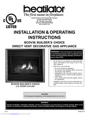 Heatiator BCDV36 Installation And Operating Instructions Manual