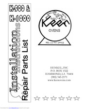 Henkel K-900 Installation Instructions & Repair Parts List