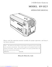 Hitachi HV-D25 Operation Manual