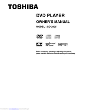 TOSHIBA SD2805 - Carousel DVD And CD Player Owner's Manual