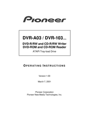 Pioneer DVR-A03 Operating Instructions Manual