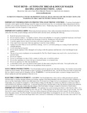 West Bend L5231 Recipes & Instructions
