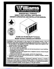 WILLIAMS 4003532 Owner's Operation And Installation Manual