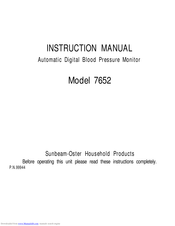Sunbeam 7652 Instruction Manual