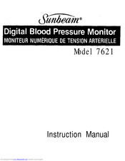 sunbeam digital blood pressure monitor model 7621