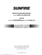 Sunfire Sunfire ICO-E-20 Parts List