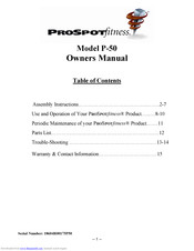 ProSpot Fitness P-50 Owner's Manual