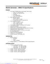 Generac Power Systems Mobile Power MMG175 Specifications