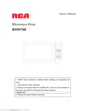 RCA RCA RMW768 Owner's Manual