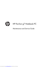 HP Pavilion g7 Maintenance And Service Manual