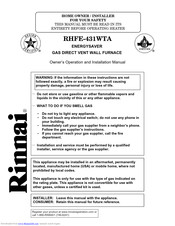 Rinnai RHFE-556WTA Owner's Operation And Installation Manual
