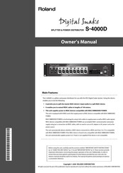 Roland DIGITAL SNAKE S-4000D Owner's Manual