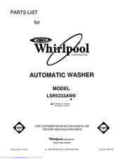 Whirlpool LSR5233AG0 Parts List