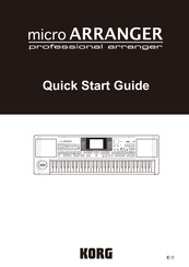 Korg micro arranger Quick Start Manual