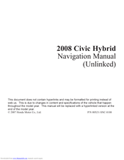 Honda Civic Hybrid 2008 Navigation Manual