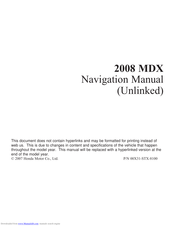 Honda 2008 MDX Navigation System Navigation Manual
