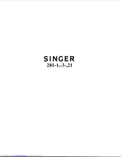 Singer 281-21 Service Manual