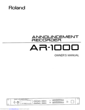Roland AR-1000 Owner's Manual