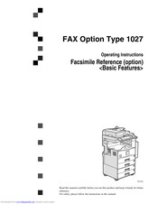 Savin Fax Option Type 1027 Facsimile Reference Manual