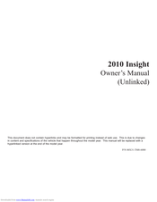 Honda 2010 Insight Owner's Manual
