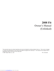 Honda 2008 Fit Owner's Manual