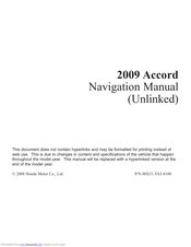 Honda Automobiles 2009 Accord Navigation Manual