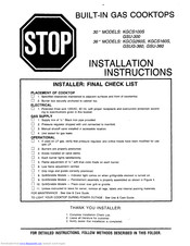 Maytag KGSC100S Installation Instructions Manual
