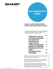 Sharp DIGITAL LASER COPIER/PRINTER Key Operator's Manual