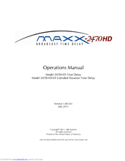 360 Systems Maxx 2470-HD Operation Manual
