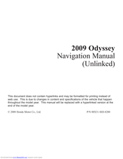 Honda Automobiles 2009 Odyssey Navigation Manual