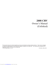 Honda Automobiles 2008 CRV Owner's Manual