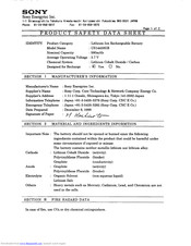 Sony US14430GR Product Safety Data Sheet
