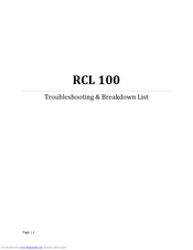 ACR Electronics RCL 100 Troubleshooting & Breakdown List