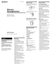 Sony MDR SA5000 Operating Instructions