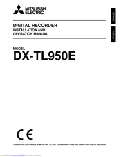 Mitsubishi Electric DX-TL950E Installation And Operation Manual