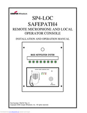 Cooper Wheelock SAFEPATH4 SP4-LOC Installation And Operation Manual