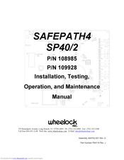 Wheelock SAFEPATH4 SP40/2 Installation, Testing, Operation And Maintenance Manual