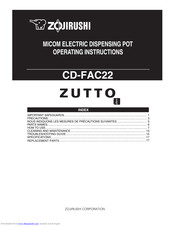 Zojirushi ZUTTO CD-FAC22 Operating Instructions Manual
